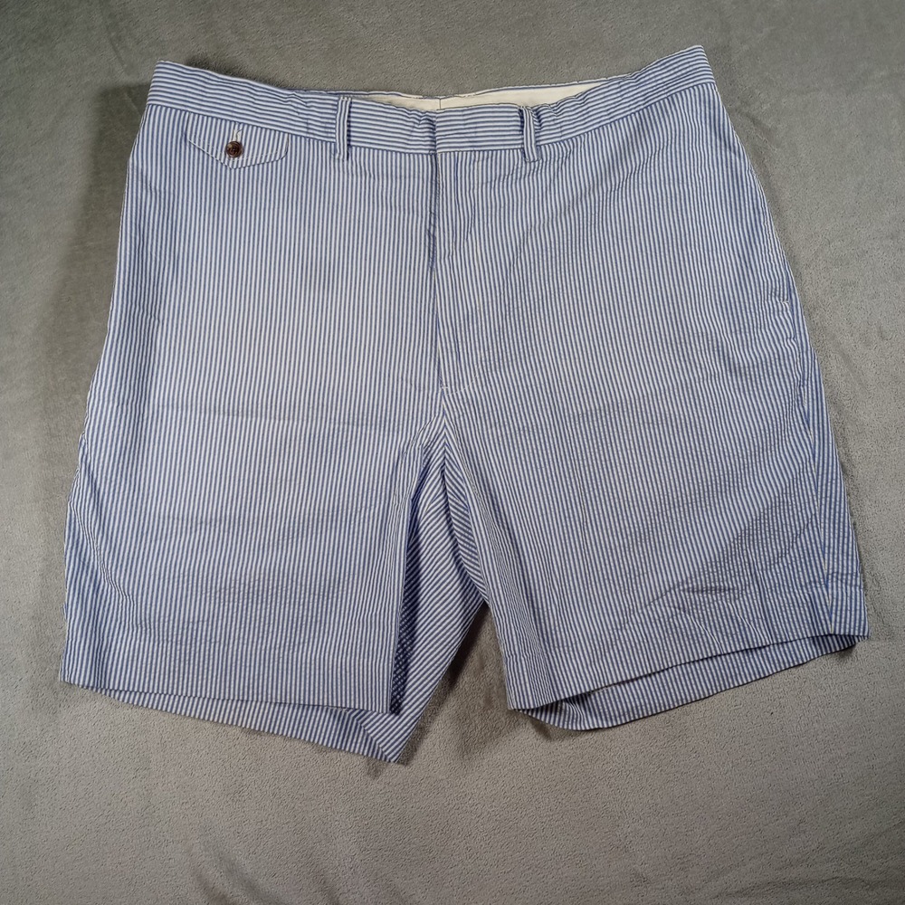 Polo Golf Ralph Lauren Shorts Mens 40 Blue Seersucker Stripe Cotton Preppy Golf